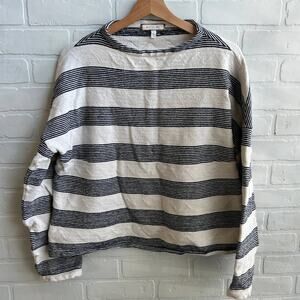 Anthropologie Eri + Ali Crop Stripe Cotton/Spandex Knit Long Sleeve Top-sz L